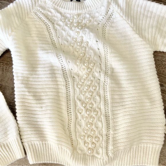 Bardot Junior White Pearl Front Knit Sweater - Picture 2 of 4